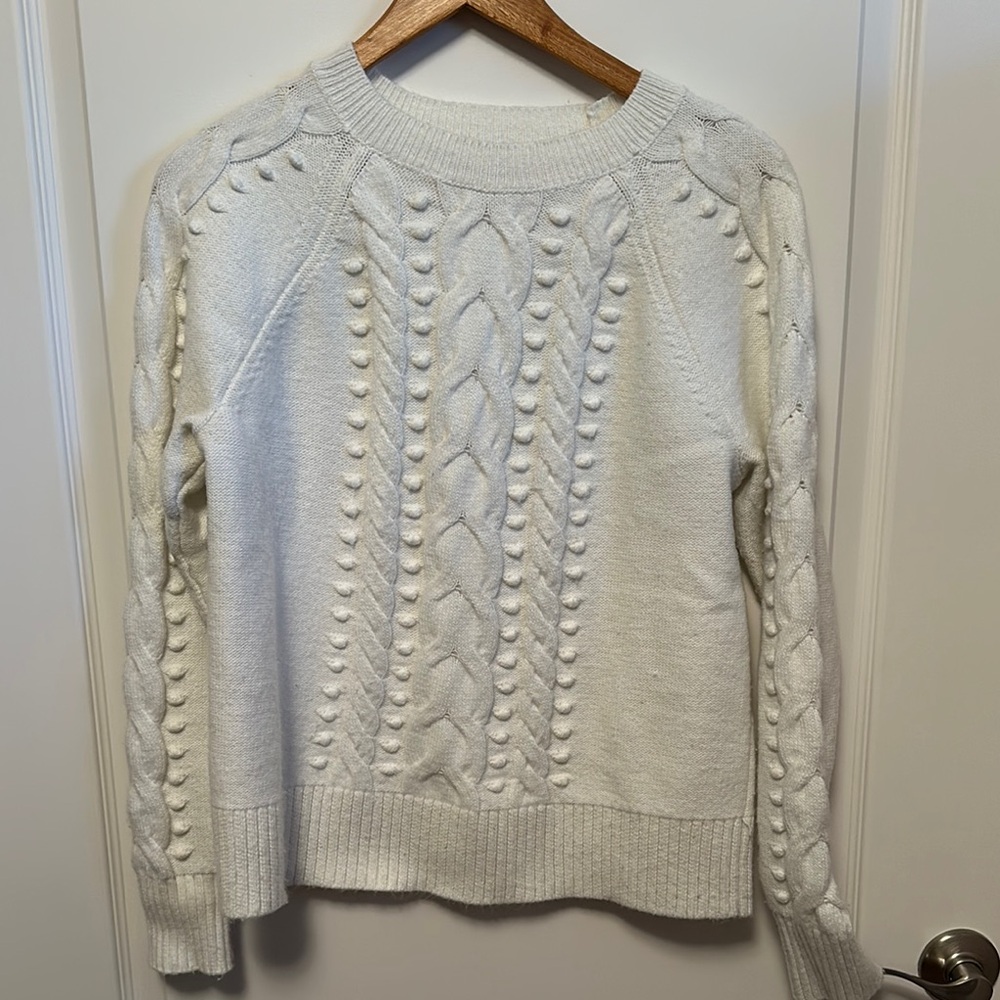 Cozy White Cable Knit Sweater loft